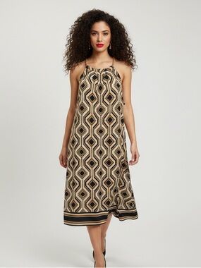 Michael Michael Kors Geo Print Chain Strap Shift Dress - Size 8